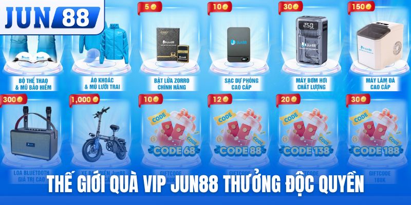 Thế giới quà VIP Jun88 thưởng độc quyền